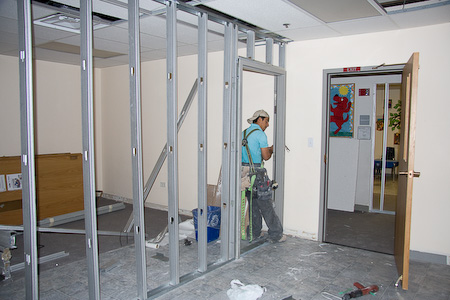 Old classroom being converted into Little School office and store room