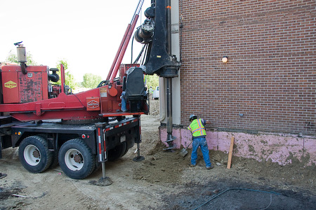 Drilling pier for new foundation
