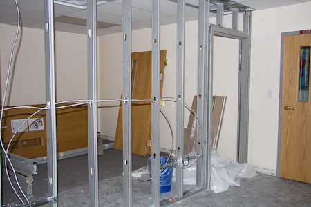 Old classroom being converted into Little School office and store room