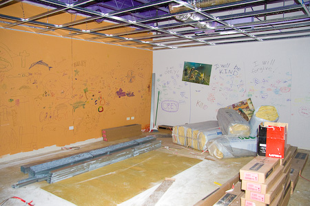 Old Sr. Hi room being converted to a classroom